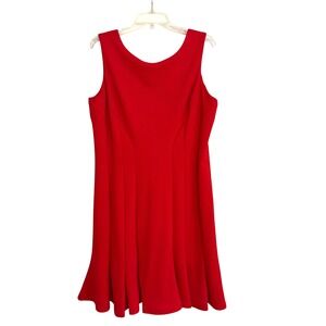 Gabby Skye Red Textured Ottoman Knit Fit Flare Dress Size 16 Sleeveless Zipper